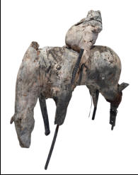 1250 �  - Paard in keramiek en metaal 3 / hg 50 - br 53 cm